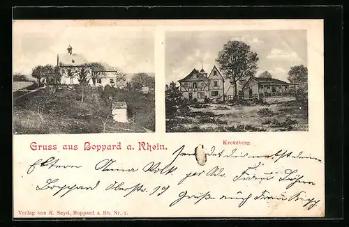 AK Boppard a. Rh., Gasthaus Kreuzberg, Kirche