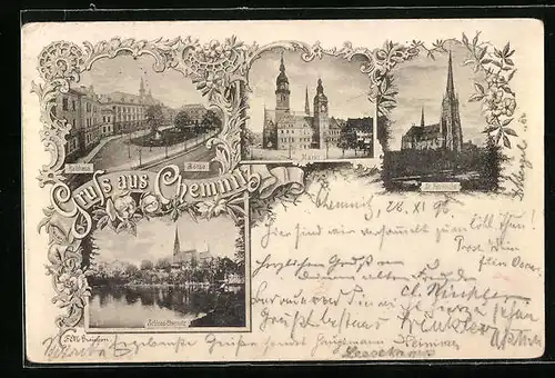 AK Chemnitz, Rathaus, Schloss, Markt, St. Petrikirche