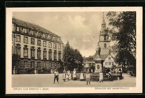 AK Erbach i. Odw., Schloss und Marktplatz