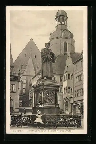 AK Eisleben, Lutherdenkmal auf dem Marktplatz