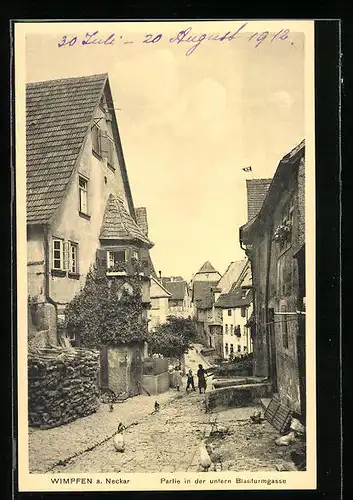 AK Wimpfen a. Neckar, Partie in der unteren Blauturmgasse