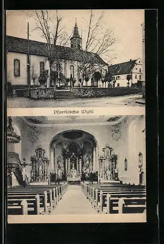 AK Wyhl, Pfarrkirche, Innen- und Aussenansicht
