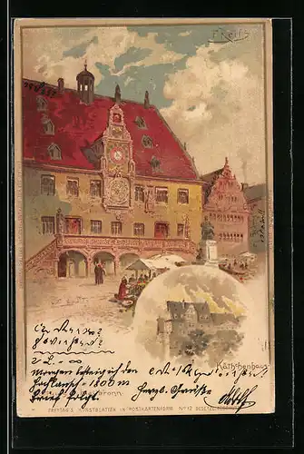 Künstler-AK Heilbronn, Rathaus & Käthchenhaus