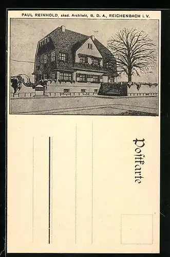 AK Reichenbach i. V., Gebäude des akad. Architekten Paul Reinhold