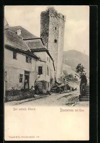 AK Dausenau bei Ems, am schiefen Thurm