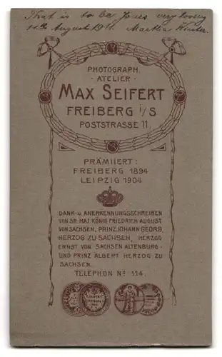 Fotografie Max Seifert, Freiberg i. S., Poststrasse 11, Junge Dame mit Hochsteckfrisur