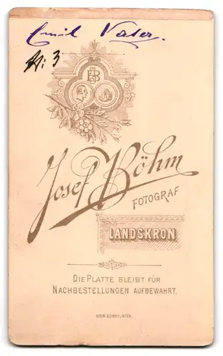 Fotografie Josef Böhm, Landskron, Eleganter Herr mit Brille und Schnauzbart