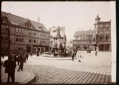 Fotografie Brück & Sohn Meissen, Ansicht Nordhausen / Harz, Blick auf den Lutherplatz mit Lutherdenkmal, Riesenhaus