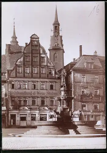 Fotografie Brück & Sohn Meissen, Ansicht Freiberg i. Sa., Markt mit Weinhaus, Hofschneider G. Emil Opitz