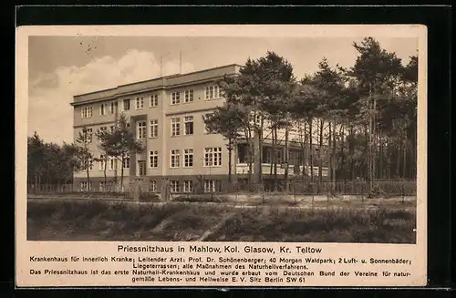 AK Mahlow, Priessnitzhaus, Krankenhaus für innerlich Kranke