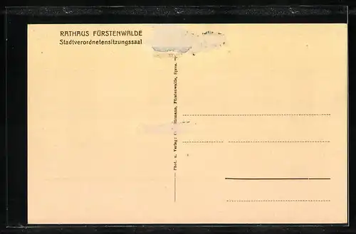 AK Fürstenwalde, Rathaus, Blick in den Stadtverordnetensitzungssaal