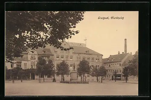 AK Groitzsch, Marktplatz mit Gasthaus Weisses Ross