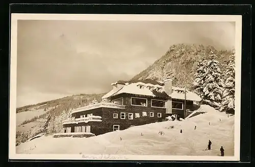 AK Hindelang-Bad-Oberdorf /Allgäu, Hotel-Pension Alpenhof im Schnee