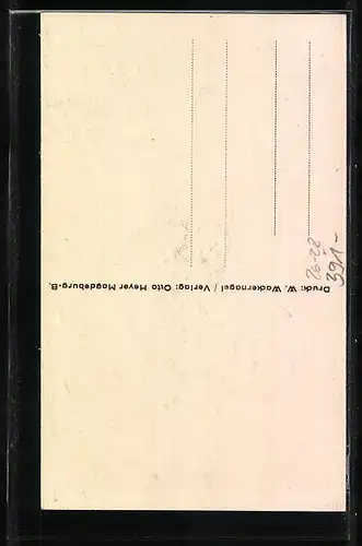 Steindruck-AK Magdeburg, Strassenpartie mit dem Rathaus