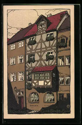Steindruck-AK Nürnberg, Hans-Sachs-Haus