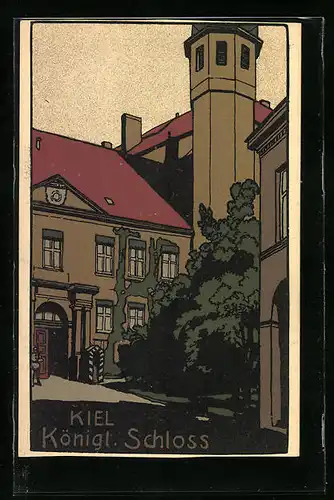 Steindruck-AK Kiel, Königliches Schloss