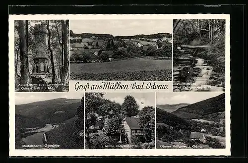 AK Mülben / bad. Odenwald, Mühle Weisbachtal, Wolfsschlucht, Aussichtsturm a. d. Katzenbuckel