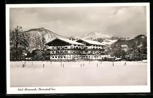 AK Oberaudorf a. Inn, Hotel Almrausch im Winter