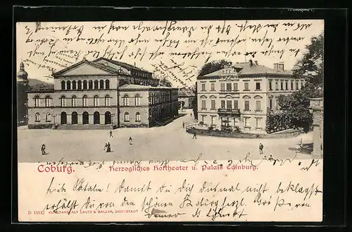 AK Coburg, Herzogl. Hoftheater und Palais Edinburg