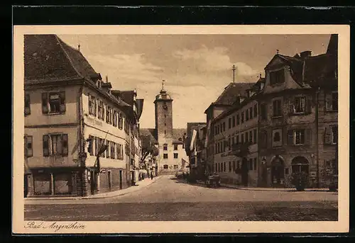 AK Bad Mergentheim, Partie mit alten Häusern und Turm