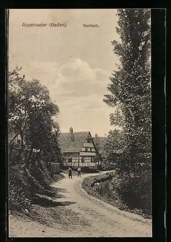 AK Appenweier / Baden, Dorfidyll mit altem Fachwerkhaus