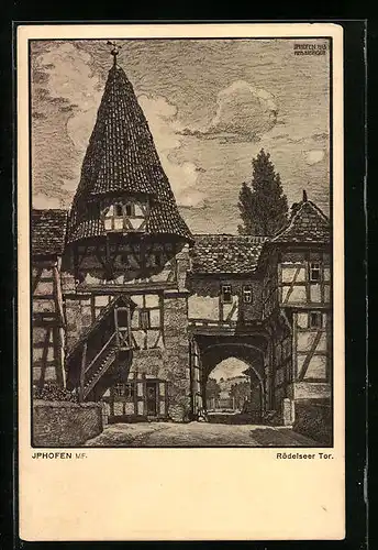 Künstler-AK Iphofen / Mf., am Rödelseer Tor