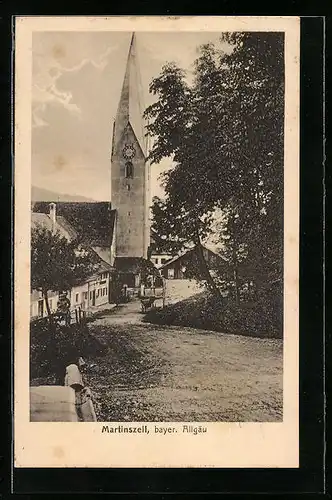 AK Martinszell / bayr. Allgäu, Blick zur Kirche