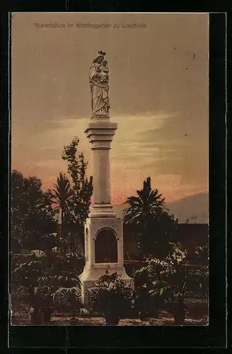 AK Lenzfried, Mariensäule im Klostergarten
