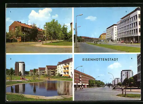 AK Eisenhüttenstadt, Strasse des Komsomol, Arbeiterwohnhotel a. d. Diehloer Strasse