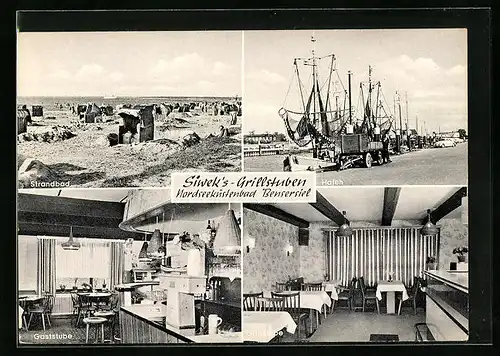 AK Bensersiel, Siwek's Grillstuben, Innenansicht, hafen und Strandbad