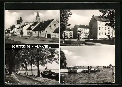 AK Ketzin /Havel, Uferpromenade, an der Fähre und Neubauten