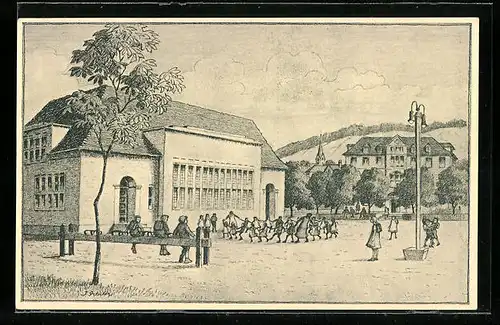 Künstler-AK Wülflingen, Jugendfest 1925, Schule