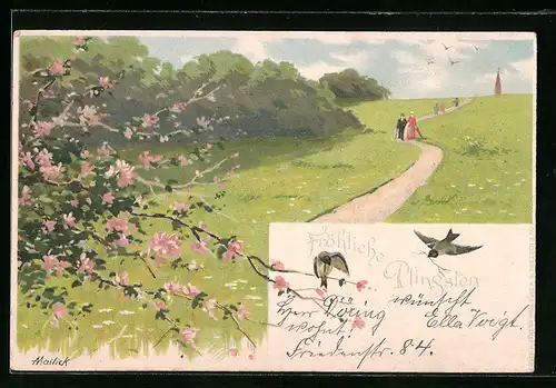 Künstler-AK Alfred Mailick: Heimkehr vom Kirchgang, Pfingstgruss
