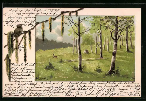 Künstler-AK Alfred Mailick: Lichtes Birkenwäldchen in der Frühlingssonne