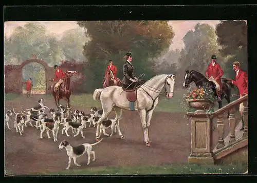 Künstler-AK Robert Kämmerer: Treffen zur Fuchsjagd