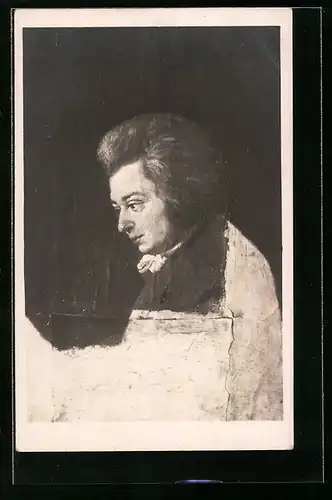 AK Unvollendetes Portrait von W. A. Mozart, gemalt von seinem Schwager Lange