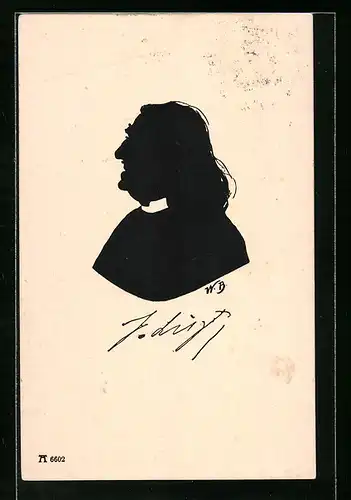 AK Silhouette vom Komponist Franz Liszt