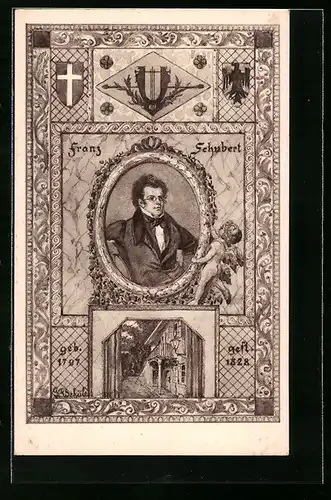 AK Komponist Franz Schubert, geb. 1797, gest. 1828