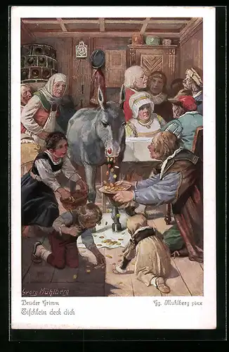 Künstler-AK Georg Mühlberg: Märchen Tischlein deck dich, Goldesel