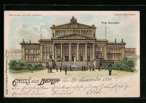 Lithographie Berlin, Königl. Schauspielhaus, Halt gegen das Licht: Mondenschein