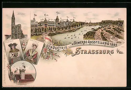 Lithographie Strassburg i. Els., Industrie- und Gewerbe-Ausstellung 1895, Münster, Elsässerin