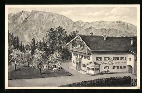 AK Reisach bei Oberaudorf, Gasthof Hansenbauer mit Bergen