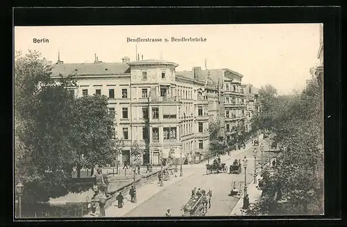 AK Berlin, Pferdekutschen in der Bendlerstrasse und auf der Bendlerbrücke