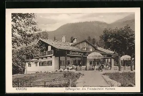 AK Ramsau, Kaffeegarten des Fremdenheim Hocheck