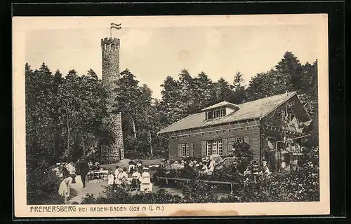 AK Baden-Baden, Fremersberg mit Gasthaus und Aussichtsturm