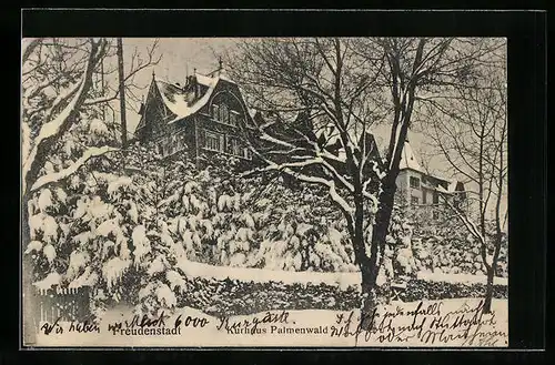 AK Freudenstadt, Kurhaus Palmenwald im Schnee