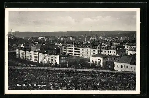 AK Döbeln i. Sa., Kasernen aus der Vogelschau