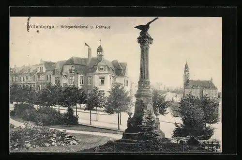 AK Wittenberge, Kriegerdenkmal und Rathaus