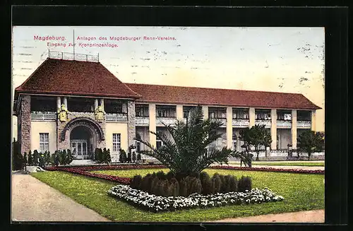 AK Magdeburg, Anlagen des Magdeburger Renn-Vereins, Eingang zur Kronprinzenloge