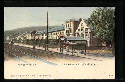 AK Rüdesheim, Nationaldenkmal, Gasthaus zur Krone, Darmstädter Hof